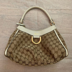 Authentic Gucci White, Tan, Brown Bag Purse